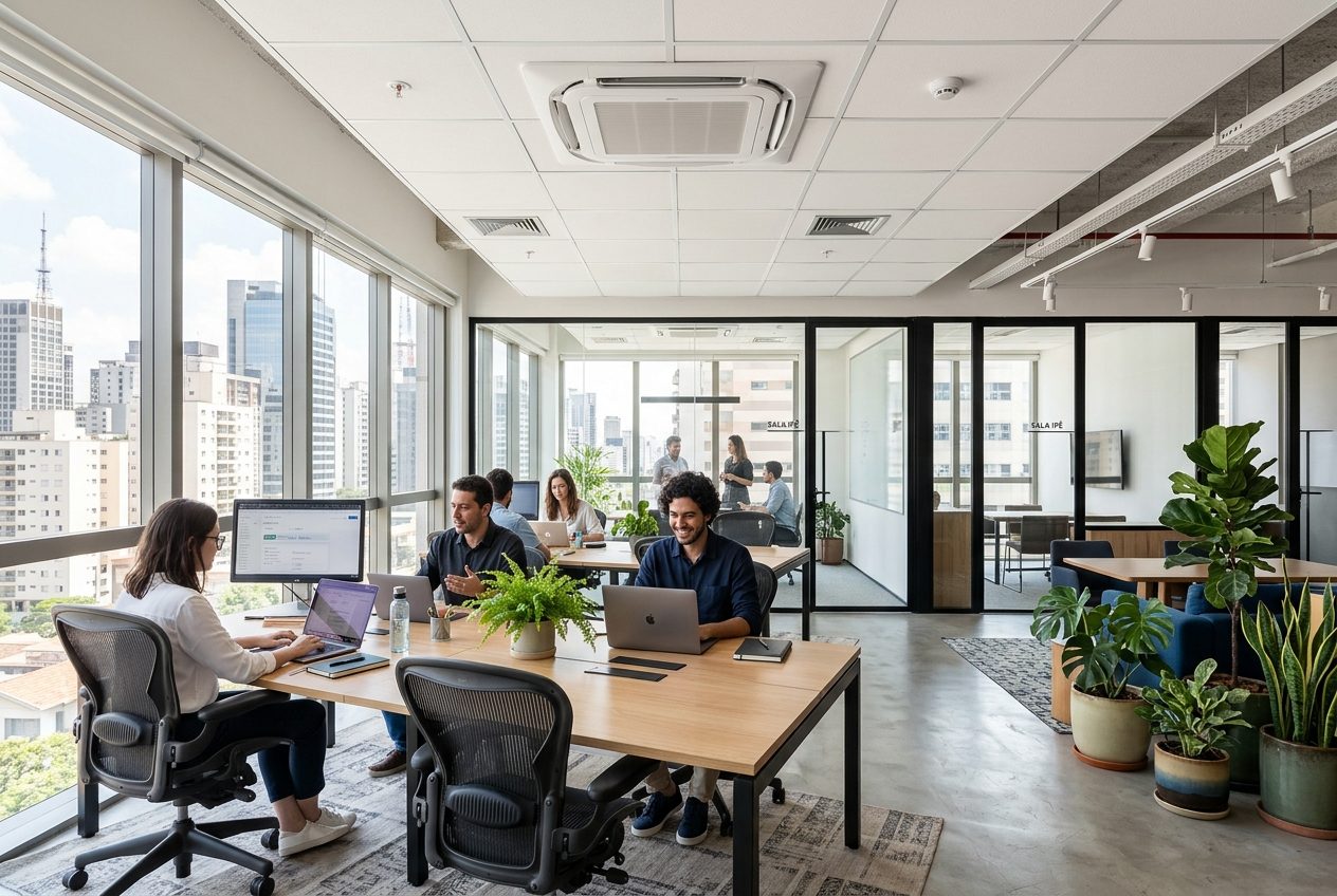 Climatização contínua em escritório corporativo
